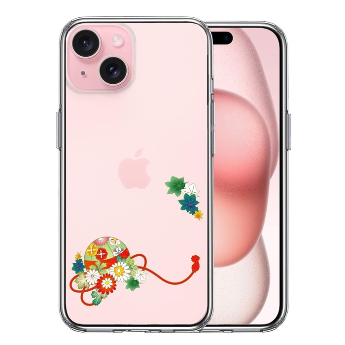 iPhone15 ケース クリア 和柄 花車 スマホケース 側面ソフト 背面ハード ハイブリッド -0