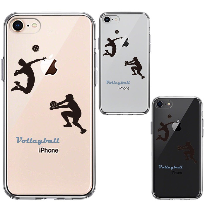 iPhone8 ケース クリア バレーボール スマホケース 側面ソフト 背面ハード ハイブリッド -1