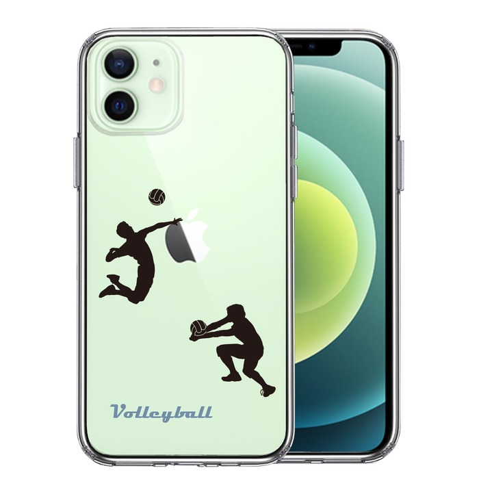 iPhone12 ケース クリア バレーボール スマホケース 側面ソフト 背面ハード ハイブリッド -0