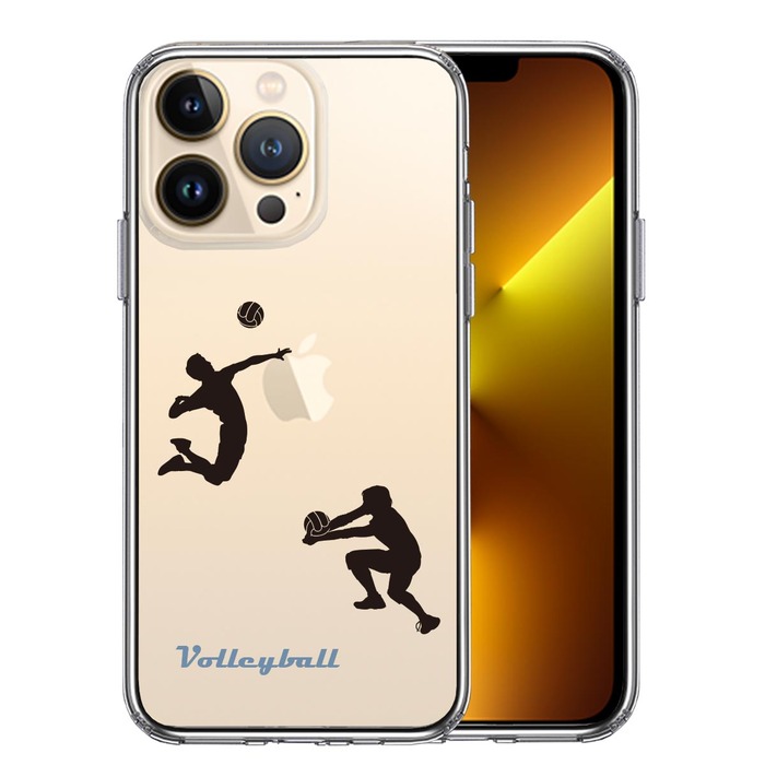 iPhone13Pro ケース クリア バレーボール スマホケース 側面ソフト 背面ハード ハイブリッド -0