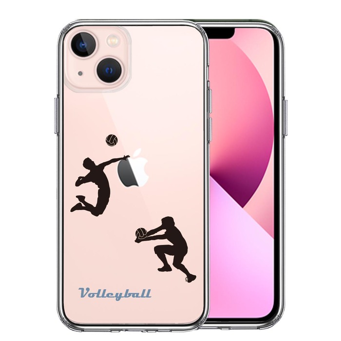 iPhone13 ケース クリア バレーボール スマホケース 側面ソフト 背面ハード ハイブリッド -0
