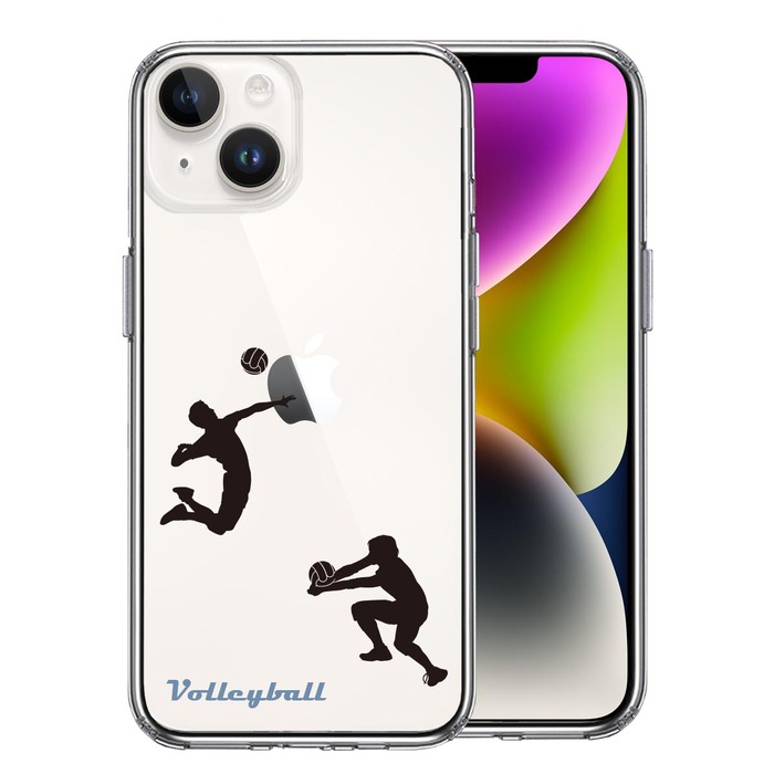 iPhone14Plus ケース クリア バレーボール スマホケース 側面ソフト 背面ハード ハイブリッド -0