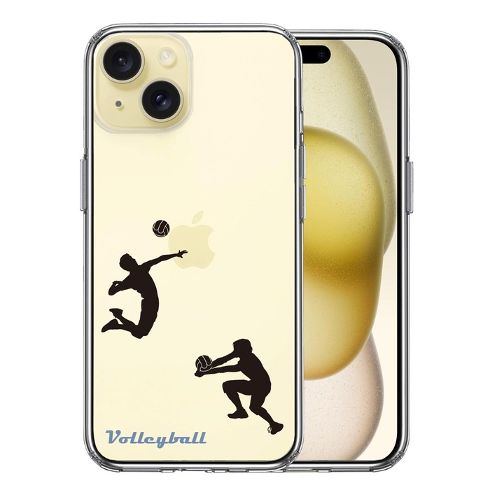 iPhone15 ケース クリア バレーボール スマホケース 側面ソフト 背面ハード ハイブリッド -0