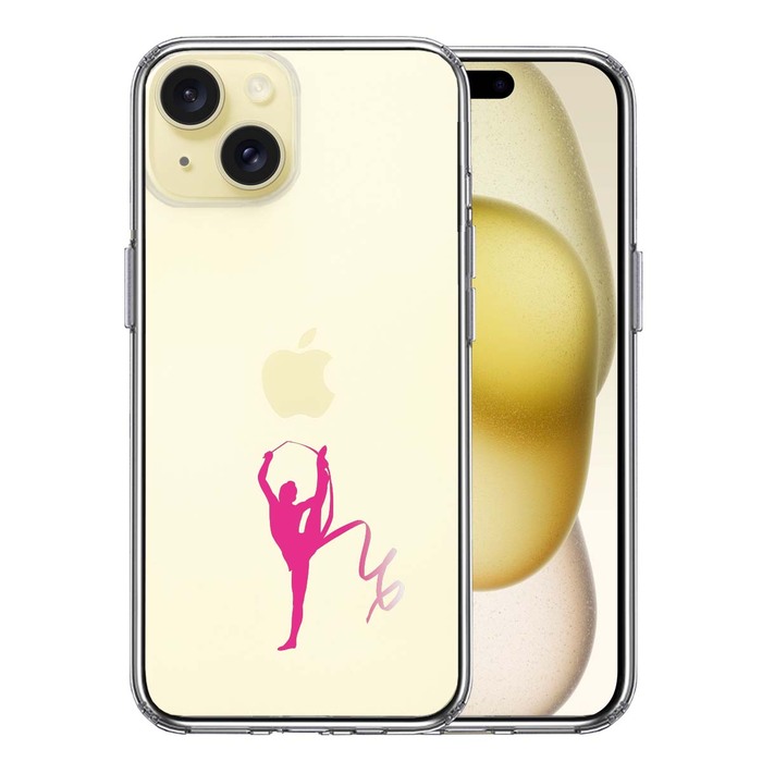 iPhone15 ケース クリア 新体操 リボン スマホケース 側面ソフト 背面ハード ハイブリッド -0