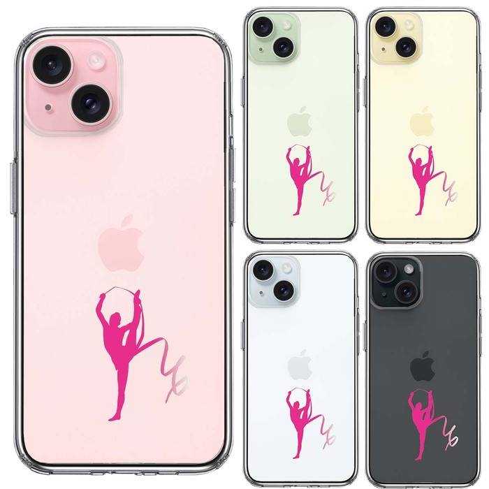 iPhone15 ケース クリア 新体操 リボン スマホケース 側面ソフト 背面ハード ハイブリッド -1