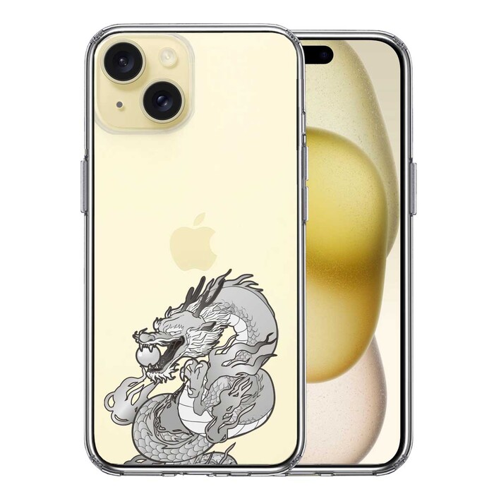iPhone15 ケース クリア 龍 4 スマホケース 側面ソフト 背面ハード ハイブリッド -0