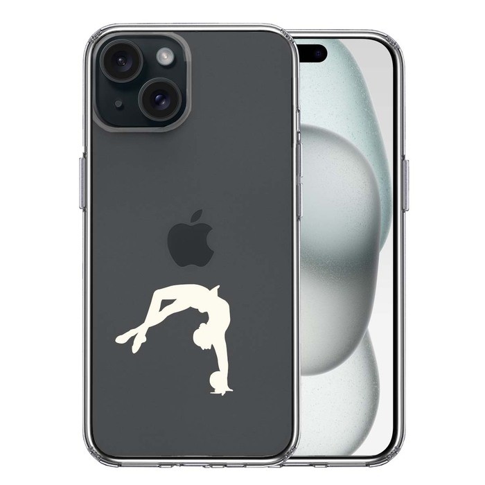 iPhone15Plus ケース クリア 新体操 ボール ホワイト スマホケース 側面ソフト 背面ハード ハイブリッド -0