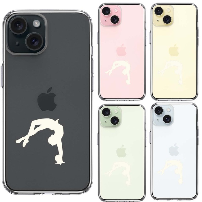 iPhone15Plus ケース クリア 新体操 ボール ホワイト スマホケース 側面ソフト 背面ハード ハイブリッド -1