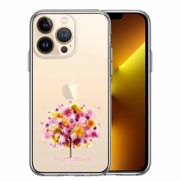iPhone13Pro ケース クリア 幸福の木 スマホケース 側面ソフト 背面ハード ハイブリッド -0