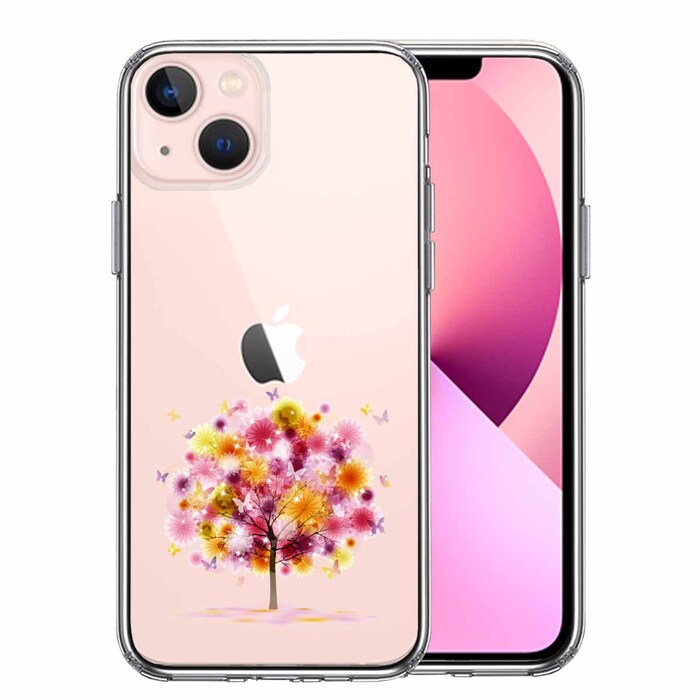 iPhone13mini ケース クリア 幸福の木 スマホケース 側面ソフト 背面ハード ハイブリッド -0