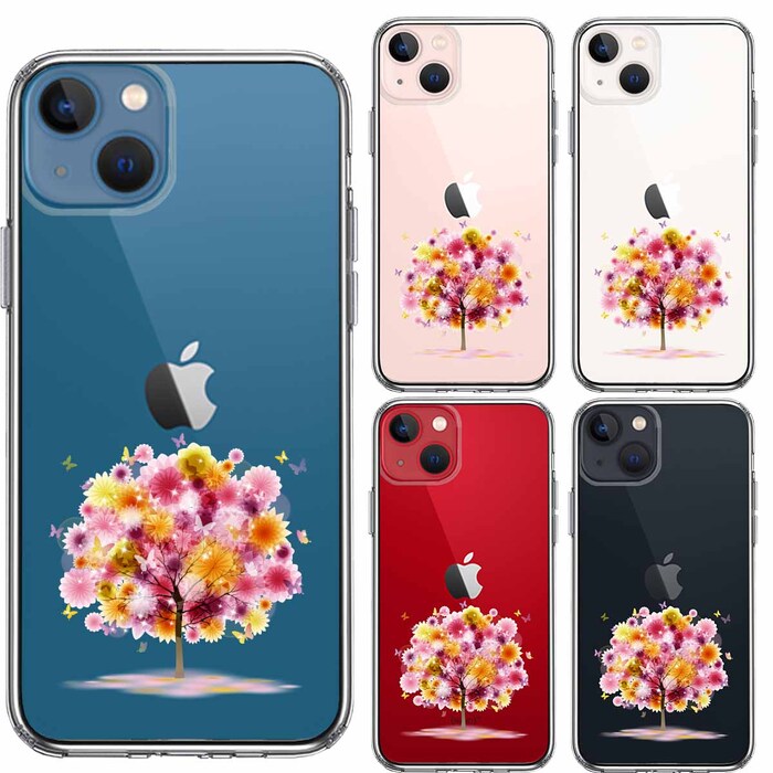 iPhone13mini ケース クリア 幸福の木 スマホケース 側面ソフト 背面ハード ハイブリッド -1