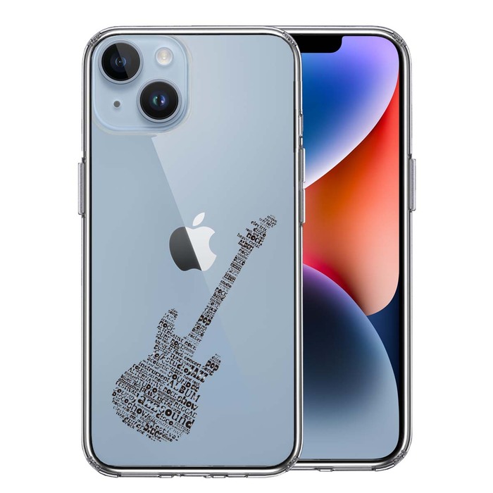 iPhone14Plus ケース クリア Electric guitar エレキ スマホケース 側面ソフト 背面ハード ハイブリッド -0