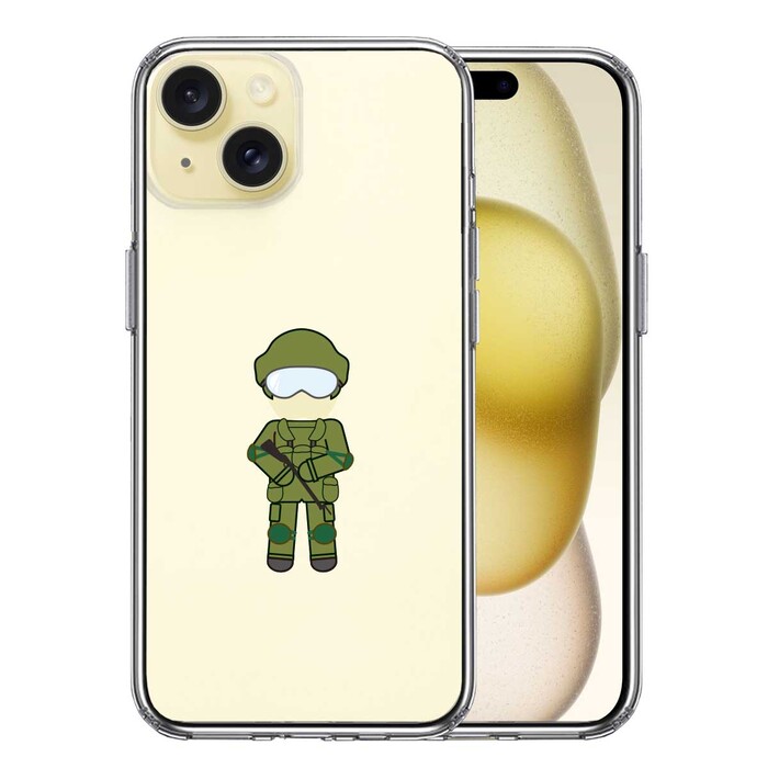 iPhone15Plus ケース クリア お仕事 職業 自衛官 陸上自衛隊 スマホケース 側面ソフト 背面ハード ハイブリッド -0