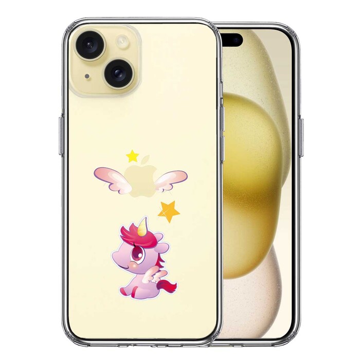 iPhone15Plus ケース クリア一角獣 ペガサス ユニコーン スマホケース 側面ソフト 背面ハード ハイブリッド -0