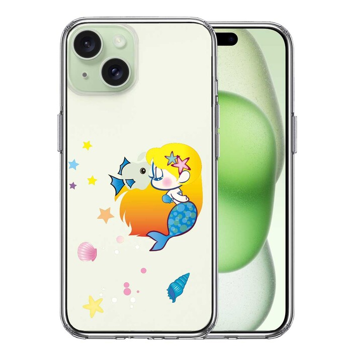 iPhone15Plus ケース クリア Young mermaid 3 人魚姫 マーメイド スマホケース 側面ソフト 背面ハード ハイブリッド -0