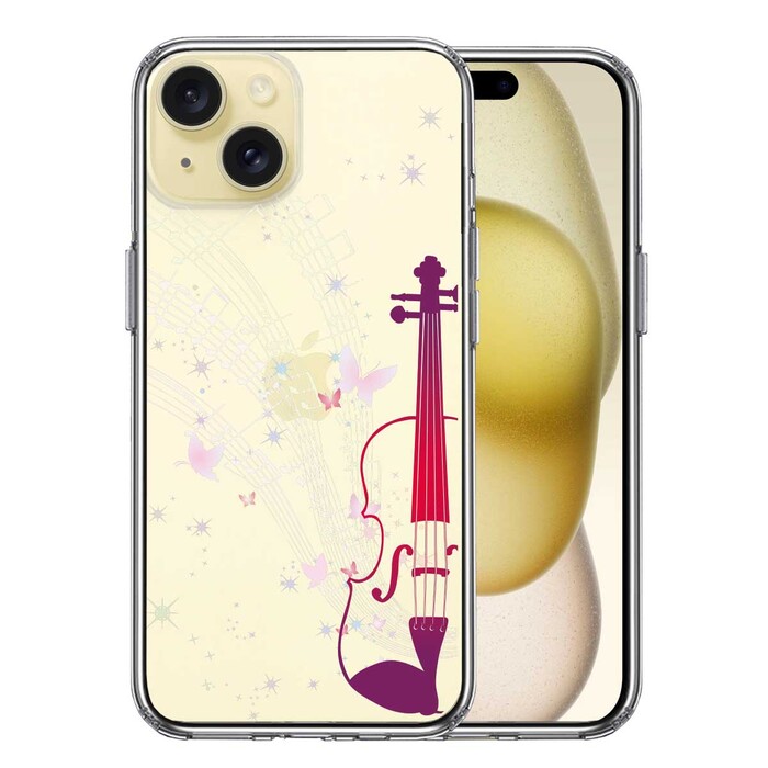 iPhone15Plus ケース クリア ヴァイオリン 2 スマホケース 側面ソフト 背面ハード ハイブリッド -0