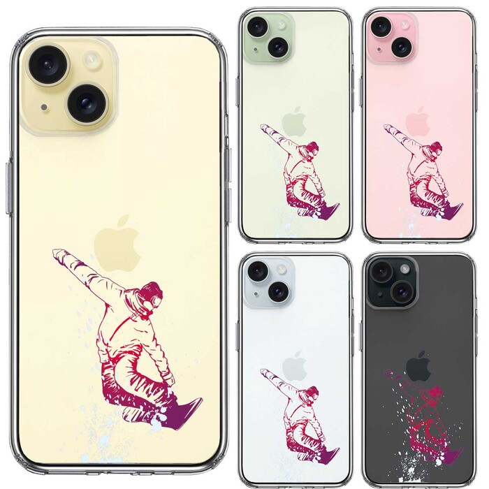 iPhone15Plus ケース クリア スノーボード フリースタイル スマホケース 側面ソフト 背面ハード ハイブリッド -1