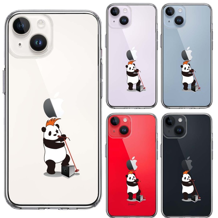 iPhone14Plus ケース クリアパンダ ボーカル スタンドマイク スマホケース 側面ソフト 背面ハード ハイブリッド -1