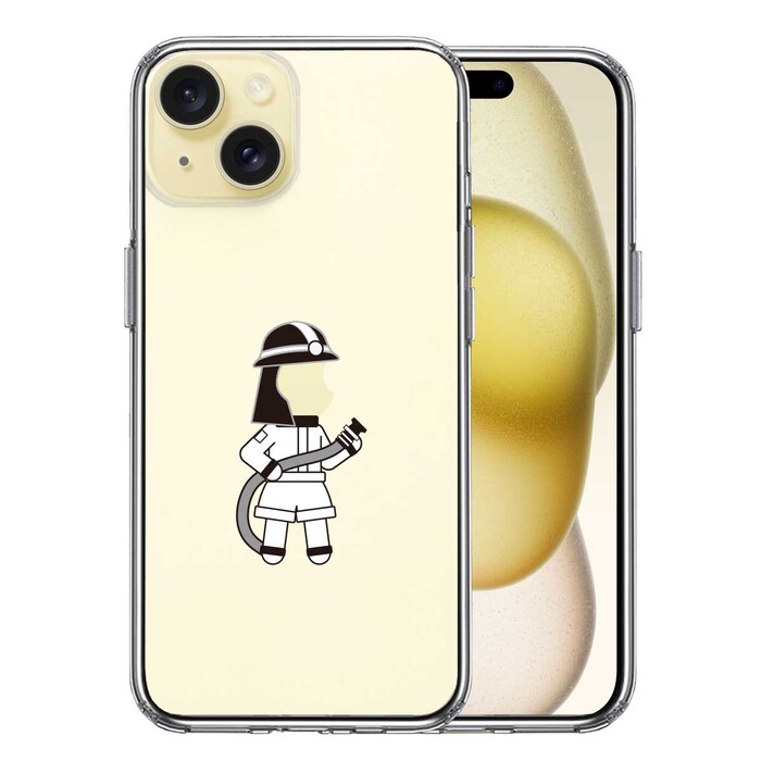iPhone15 ケース クリア お仕事 職業 消防士 スマホケース 側面ソフト 背面ハード ハイブリッド -0