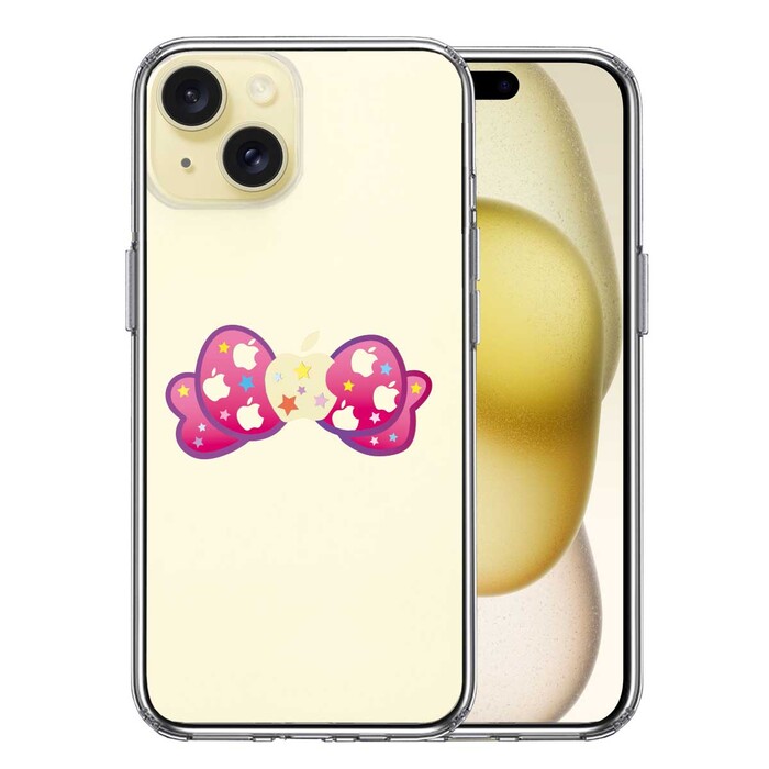 iPhone15 ケース クリア りぼん スマホケース 側面ソフト 背面ハード ハイブリッド -0