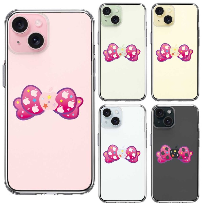 iPhone15 ケース クリア りぼん スマホケース 側面ソフト 背面ハード ハイブリッド -1