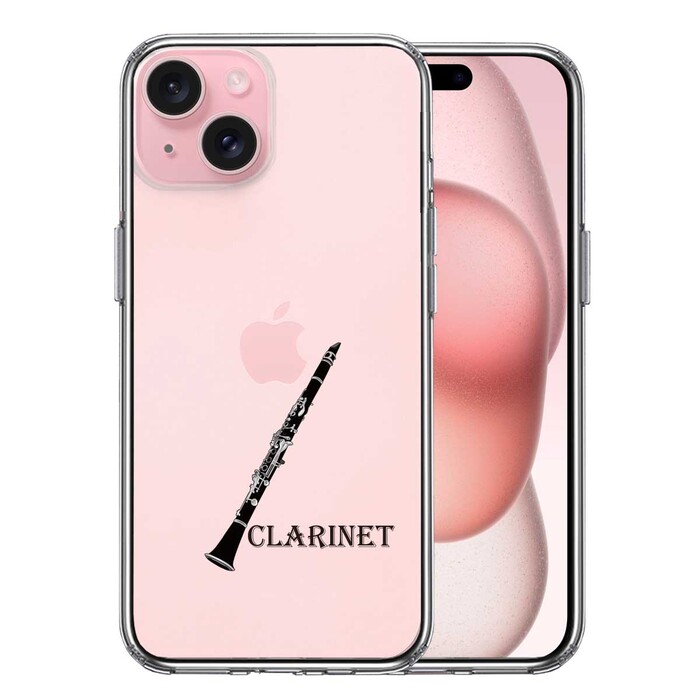 iPhone15 ケース クリア クラリネット スマホケース 側面ソフト 背面ハード ハイブリッド -0