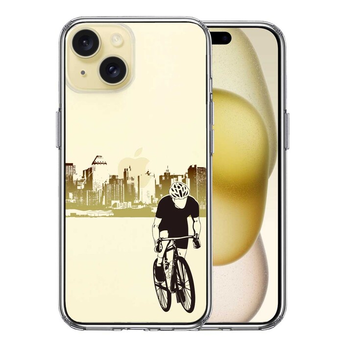 iPhone15 ケース クリア スポーツサイクリング　男子2 スマホケース 側面ソフト 背面ハード ハイブリッド -0