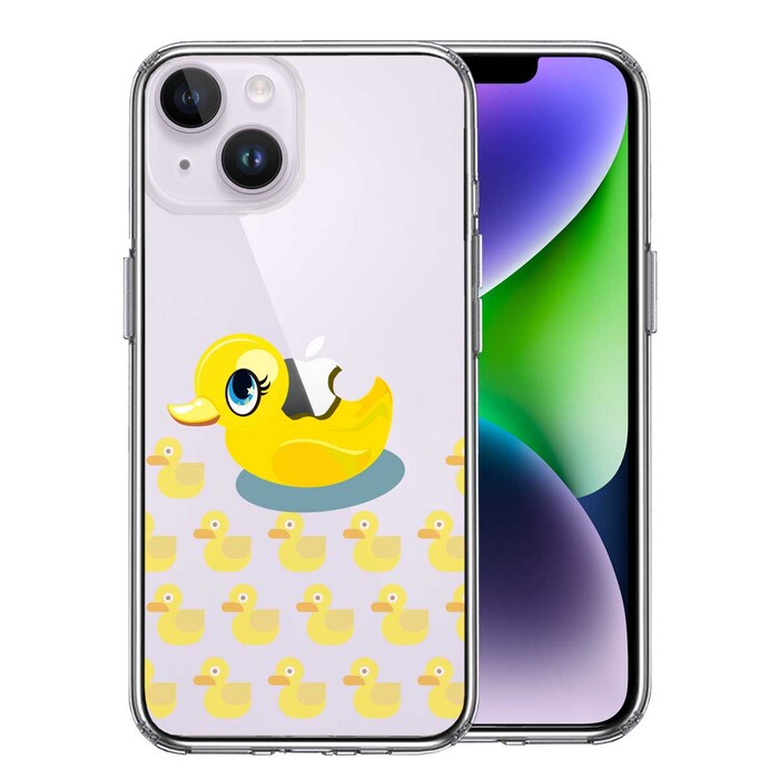 iPhone14Plus ケース クリアアヒルちゃん あひる イエロー スマホケース 側面ソフト 背面ハード ハイブリッド -0