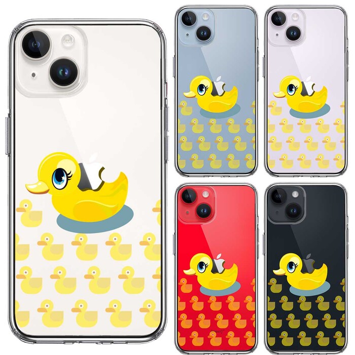 iPhone14Plus ケース クリアアヒルちゃん あひる イエロー スマホケース 側面ソフト 背面ハード ハイブリッド -1