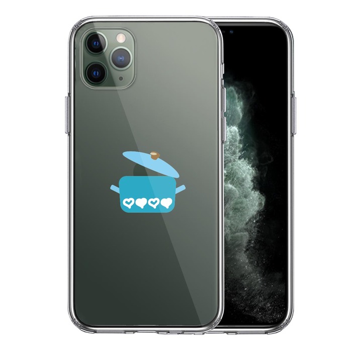 iPhone11proケース クリア 両手 鍋 りんご煮込み スマホケース 側面ソフト 背面ハード ハイブリッド -0