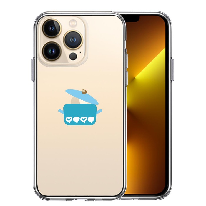 iPhone13Pro ケース クリア 両手 鍋 りんご煮込み スマホケース 側面ソフト 背面ハード ハイブリッド -0