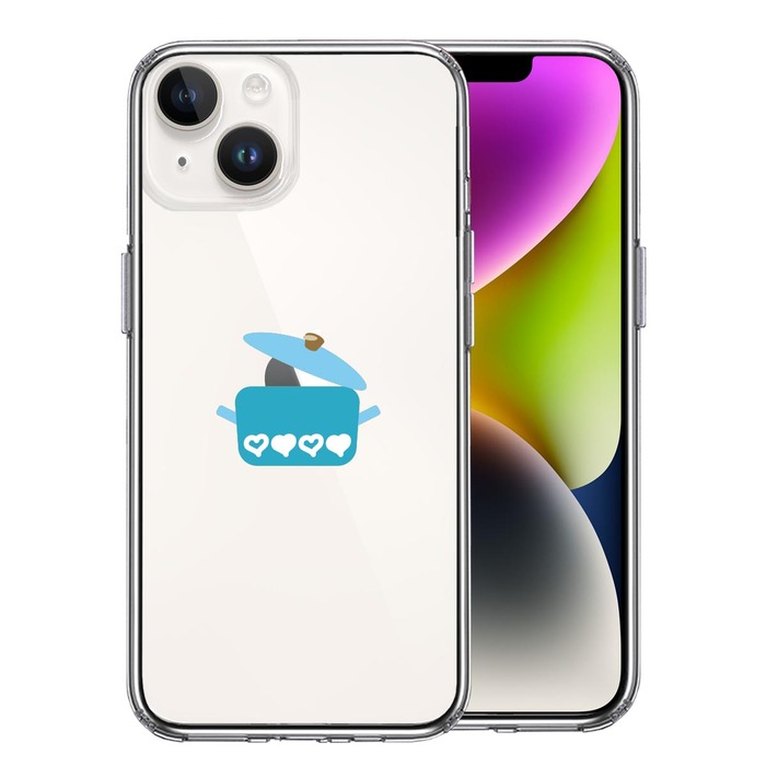 iPhone14Plus ケース クリア 両手 鍋 りんご煮込み スマホケース 側面ソフト 背面ハード ハイブリッド -0
