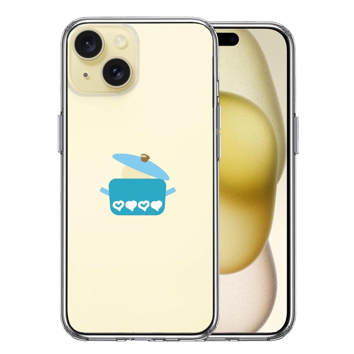 iPhone15Plus ケース クリア 両手 鍋 りんご煮込み スマホケース 側面ソフト 背面ハード ハイブリッド -0