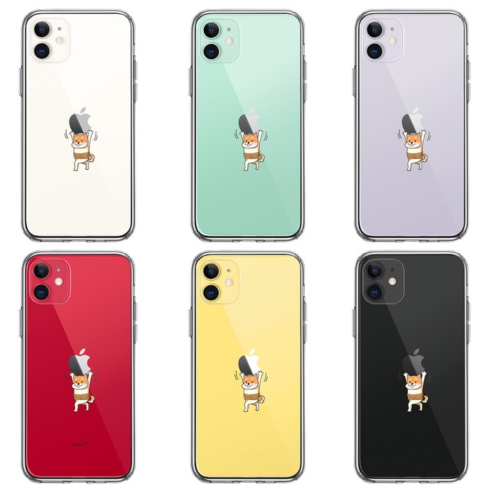 iPhone11 ケース クリア わんこ アップル 重量挙げ 腹巻 スマホケース 側面ソフト 背面ハード ハイブリッド -1