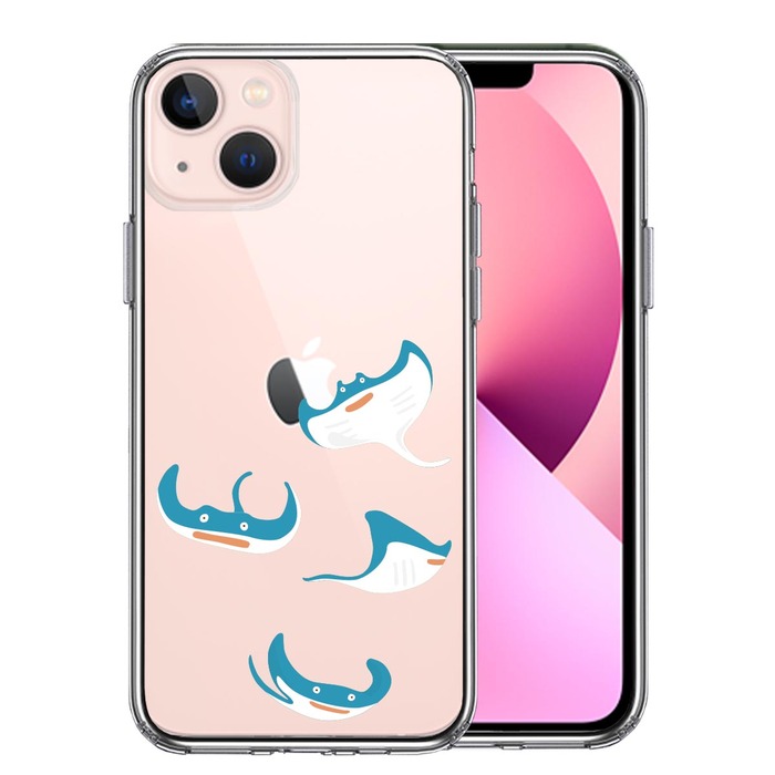 iPhone13 ケース クリア マンタ 集合 スマホケース 側面ソフト 背面ハード ハイブリッド -0