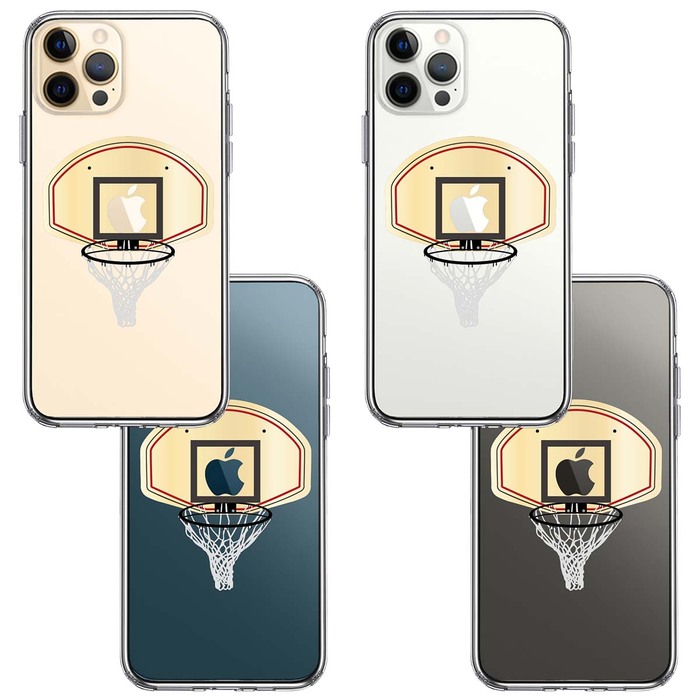 iPhone12Pro ケース クリア バスケットボール ゴール スマホケース 側面ソフト 背面ハード ハイブリッド -1
