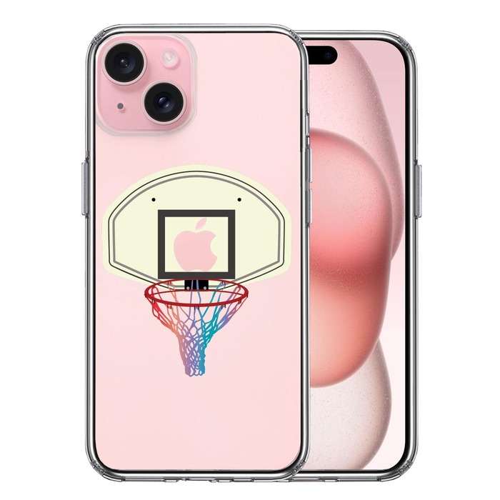 iPhone15Plus ケース クリア バスケットボール ゴール スマホケース 側面ソフト 背面ハード ハイブリッド -0