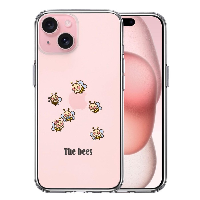 iPhone15Plus ケース クリア The Bees ミツバチ 蜂 可愛い スマホケース 側面ソフト 背面ハード ハイブリッド -0