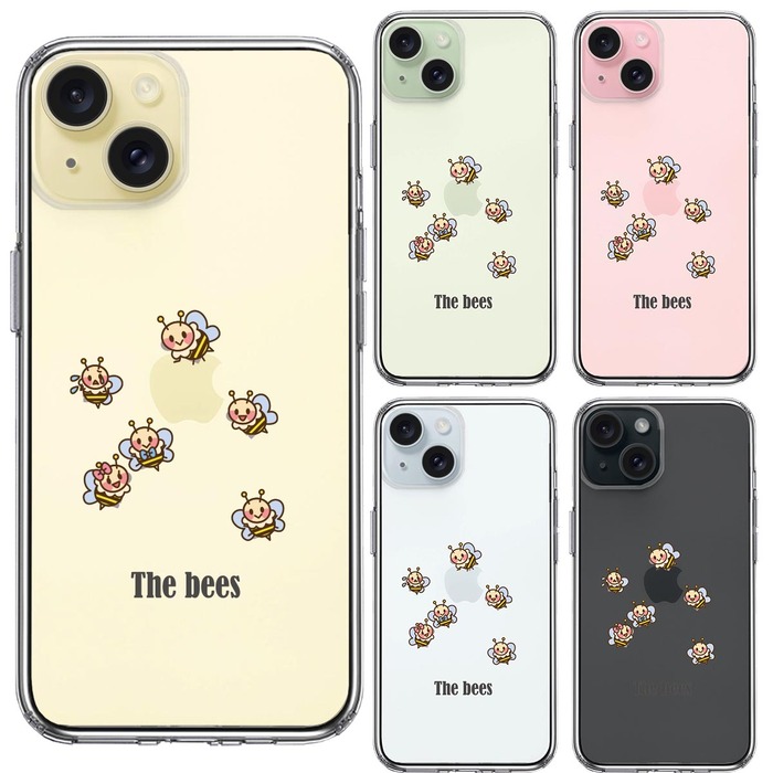 iPhone15Plus ケース クリア The Bees ミツバチ 蜂 可愛い スマホケース 側面ソフト 背面ハード ハイブリッド -1