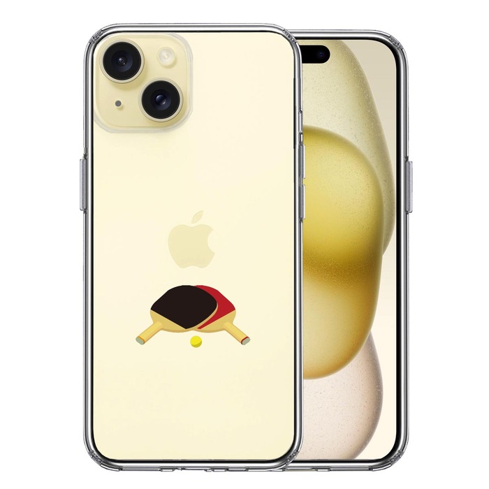 iPhone15Plus ケース クリア 卓球 ラケット スマホケース 側面ソフト 背面ハード ハイブリッド -0