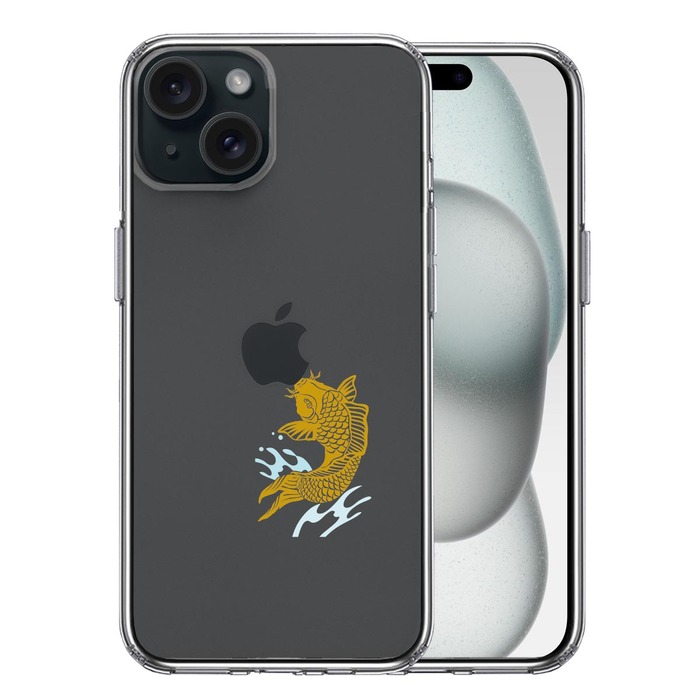 iPhone15 ケース クリア 錦鯉 スマホケース 側面ソフト 背面ハード ハイブリッド -0