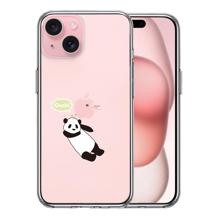 iPhone15 ケース クリア だれパンダ 直撃 ouch スマホケース 側面ソフト 背面ハード ハイブリッド -0