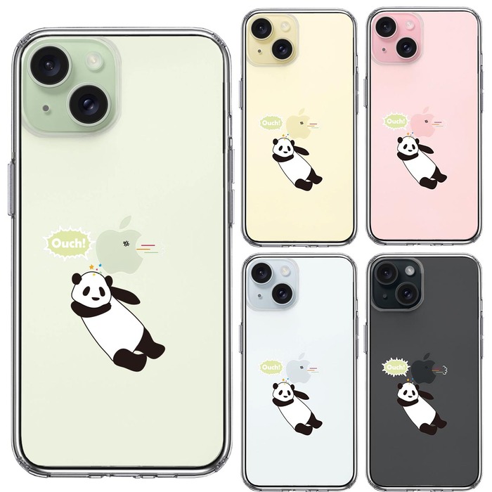 iPhone15 ケース クリア だれパンダ 直撃 ouch スマホケース 側面ソフト 背面ハード ハイブリッド -1
