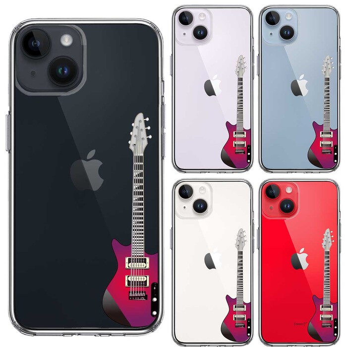 iPhone14Plus ケース クリア エレキギター スマホケース 側面ソフト 背面ハード ハイブリッド -1