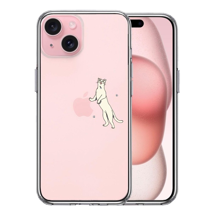 iPhone15 ケース クリア にゃんこ 猫 ねこ スマホケース 側面ソフト 背面ハード ハイブリッド -0