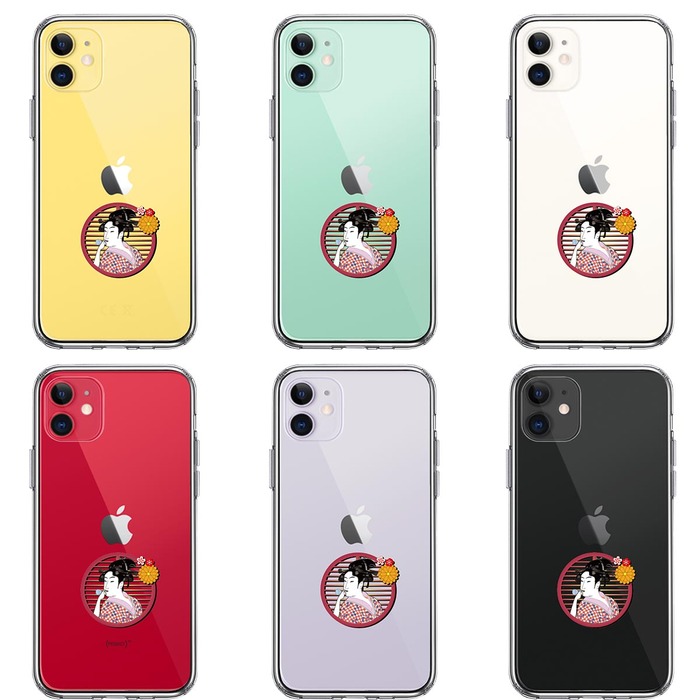 iPhone11 ケース クリア 浮世絵 女 スマホケース 側面ソフト 背面ハード ハイブリッド -1