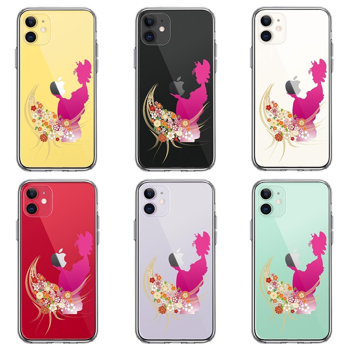 iPhone11 case clear Japan woman kimono young lady smartphone case side soft the back side hard hybrid -1