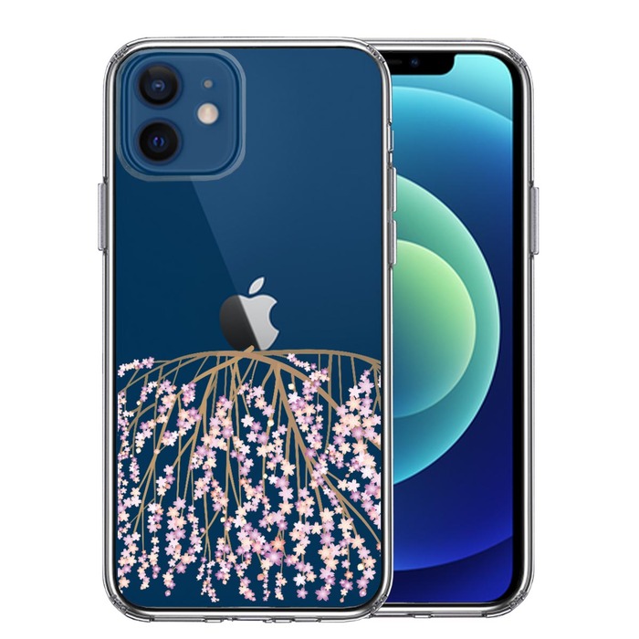 iPhone12 ケース クリア しだれ桜 枝垂桜 スマホケース 側面ソフト 背面ハード ハイブリッド -0