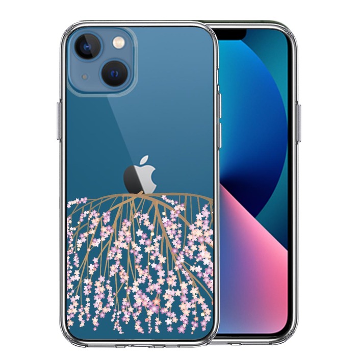 iPhone13mini ケース クリア しだれ桜 枝垂桜 スマホケース 側面ソフト 背面ハード ハイブリッド -0