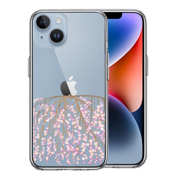 iPhone14 ケース クリア しだれ桜 枝垂桜 スマホケース 側面ソフト 背面ハード ハイブリッド -0
